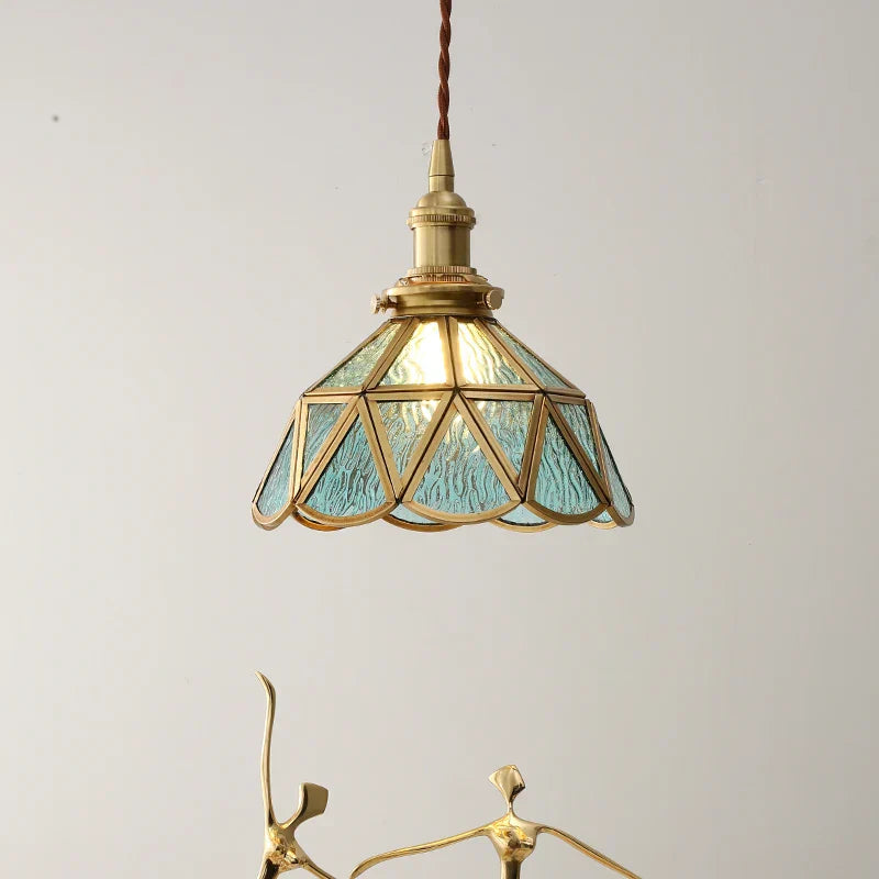 مصباح معلق LED زجاجي كهرماني من DecorBites™ - مصباح معلق نحاسي حديث من الشمال للمنزل