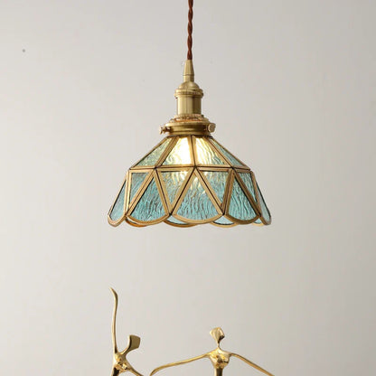 مصباح معلق LED زجاجي كهرماني من DecorBites™ - مصباح معلق نحاسي حديث من الشمال للمنزل