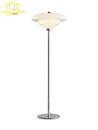 Lámpara de pie DecorBites™ de cristal color crema estilo Bauhaus, LED E27, minimalista, estilo OVNI