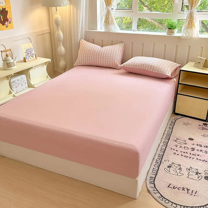 DecorBites™ Double Bed Elastic Fitted Sheet - Dust-Proof Microfiber Mattress Cover