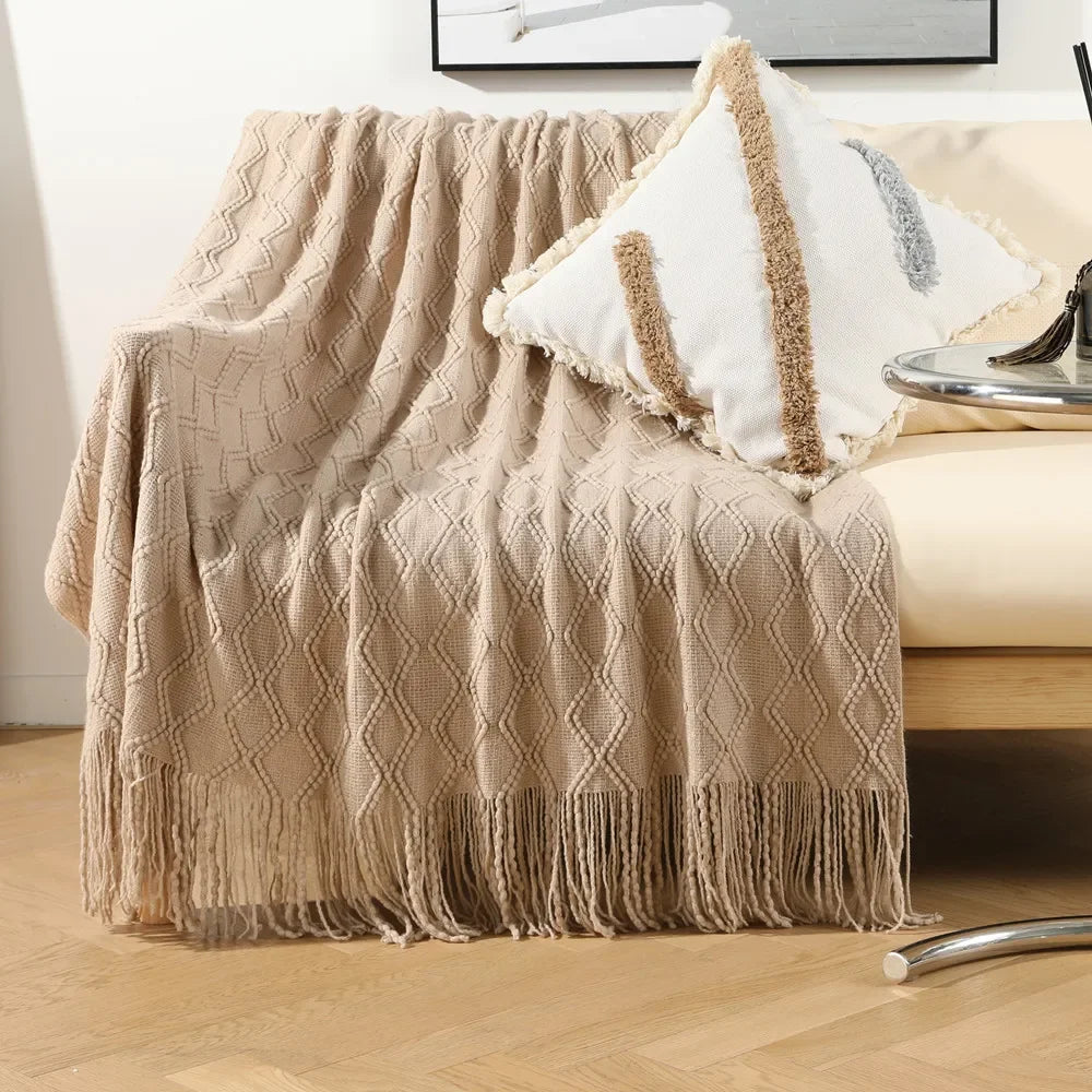 DecorBites™ Knitted Woolen Blanket - Cozy Home Accent and Travel Essential