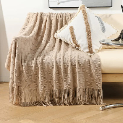 DecorBites™ Knitted Woolen Blanket - Cozy Home Accent and Travel Essential