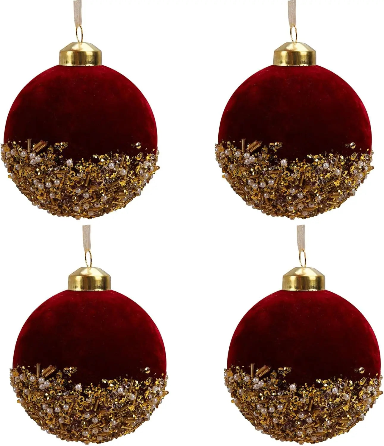 3inch Red Christmas Balls Ornaments Red Glitter Sequin Velvet Christmas Tree Hanging Balls for Home Xmas Wedding Party Decor