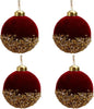 3inch Red Christmas Balls Ornaments Red Glitter Sequin Velvet Christmas Tree Hanging Balls for Home Xmas Wedding Party Decor