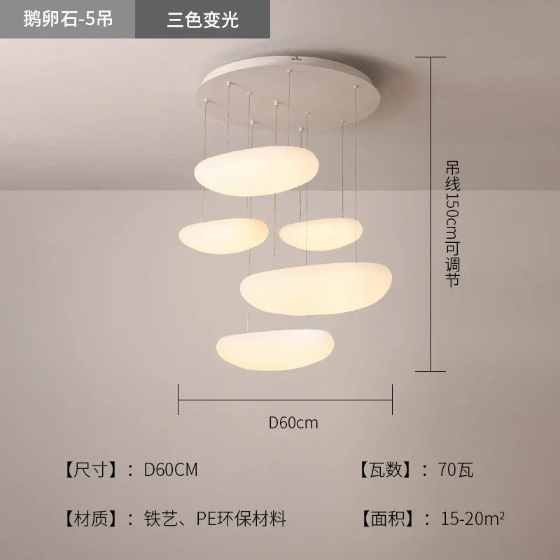 Luz colgante de guijarro LED Decorbites™: Elegante lámpara de araña blanca para la decoración del salón, dormitorio y restaurante.
