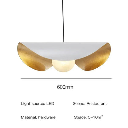 DecorBites™ Lederam Manta Pendant: Industrial Black & Gold Ceiling Light with Lotus Leaf Design