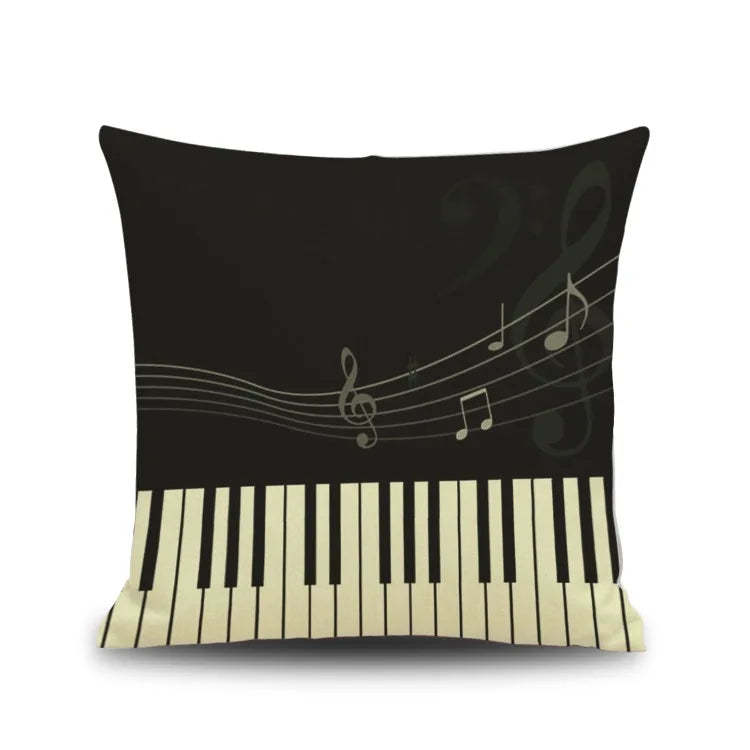 DecorBites™ Letter Notes Piano Graphic Print Linen Pillowcase 45x45cm Living Room Decor