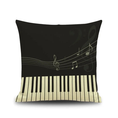 DecorBites™ Letter Notes Piano Graphic Print Linen Pillowcase 45x45cm Living Room Decor