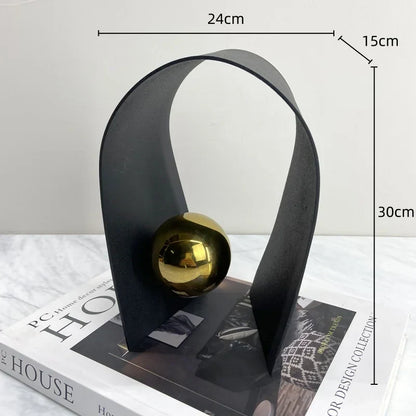 DecorBites™ Golden Sphere Metal Arches Geometric Art Ornaments for Home Decor