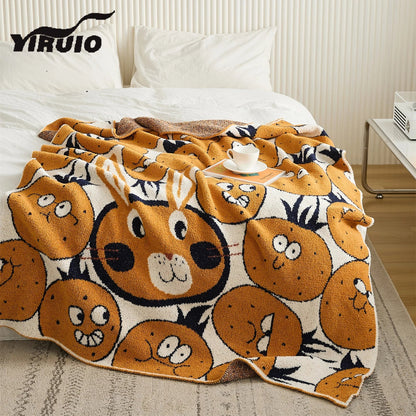 DecorBites™ Kawaii Bee Pattern Cozy Blanket - Super Soft White Spot Edge Design