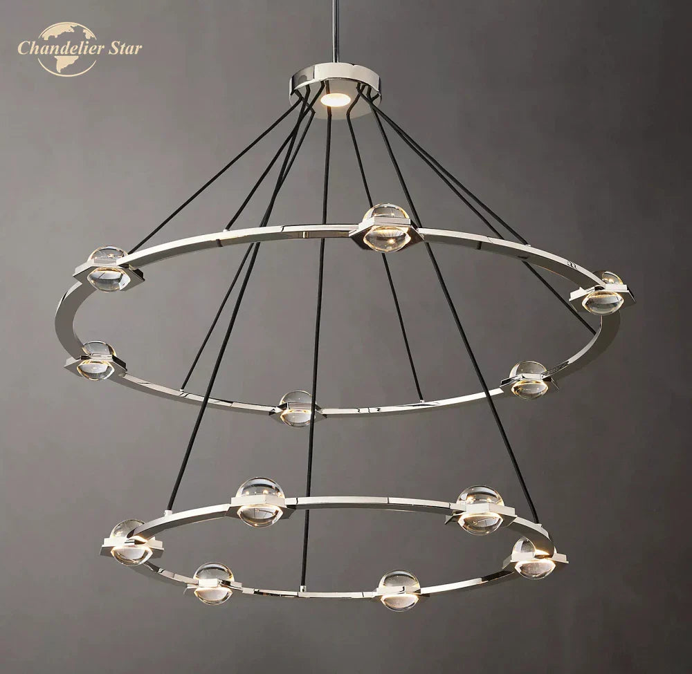 DecorBites™ Éclatant Two-Tier Round Crystal Chandelier for Living & Dining Room