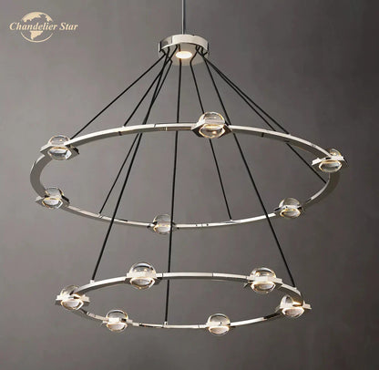 DecorBites™ Éclatant Two-Tier Round Crystal Chandelier for Living & Dining Room