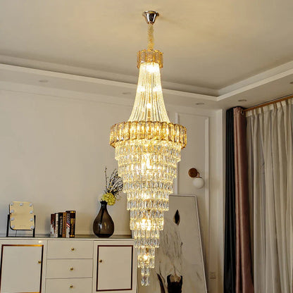 DecorBites™ Crystal Chandelier: High-End Duplex & Spiral Staircase Light for Luxury Living Spaces