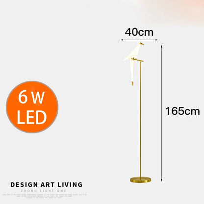 DecorBites™ Gold Origami Bird Floor Lamp: Modern Home Decor and Reading Light