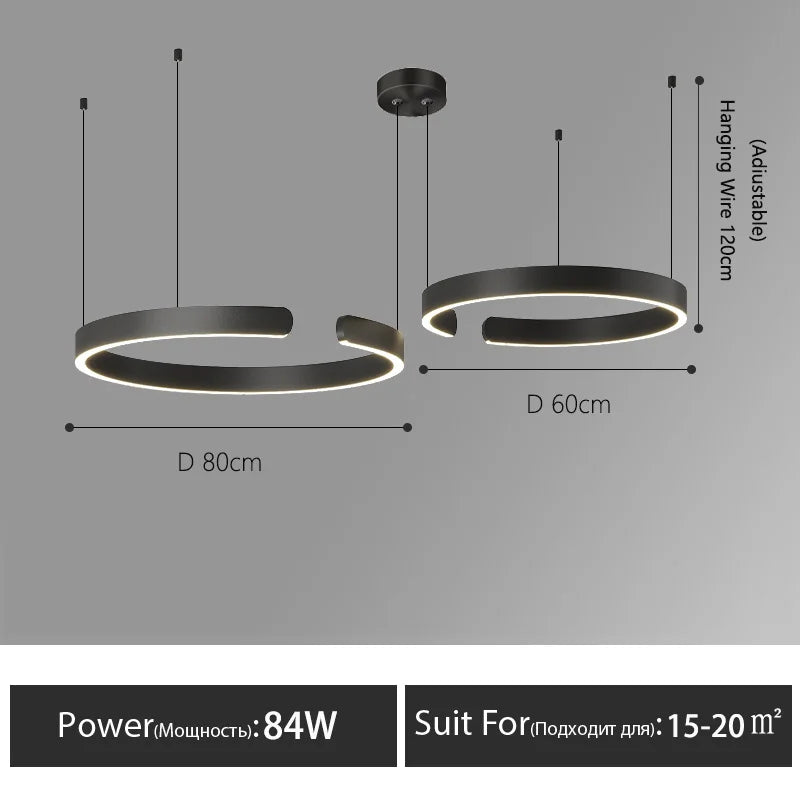 DecorBites™ LED Round Ring Chandelier for Dining Room, Living Room, and Bedroom