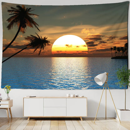 Decobites Sunset Seaside Landscape Tapestry Wall Hanging for Bohemian Hippie Decor