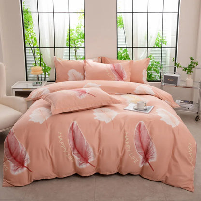 DecorBites™ Brushed Cotton Printed Duvet Cover Set - Single/Double Bed Bedclothes