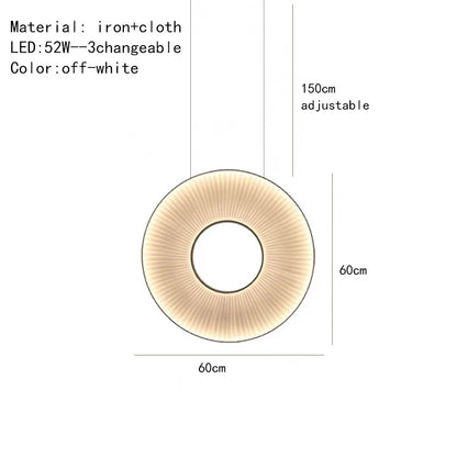 DecorBites™ Dix Heures Round Fabric LED Pendant Light for Parlor, Hotel, and Dining Room