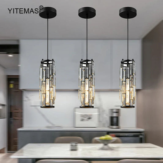 Lámpara colgante mini de cristal DecorBites™ dorada/negra para cocina, comedor y dormitorio: una solución de iluminación elegante