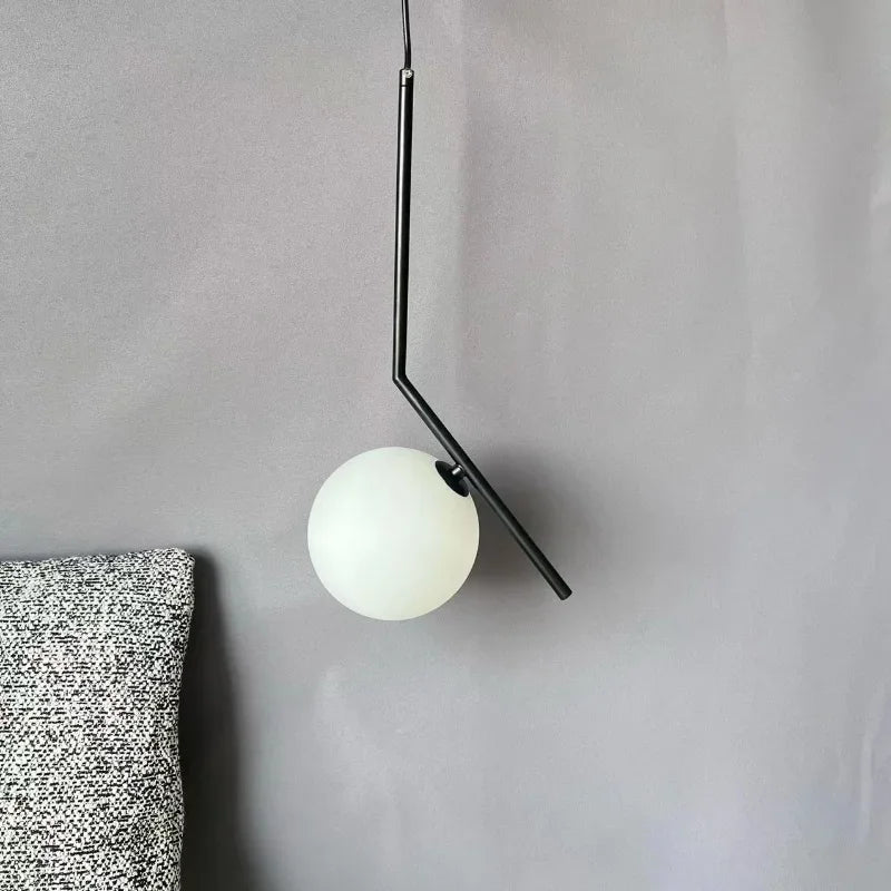 DecorBites™ Glass Ball Pendant Light Fixture Modern Hanging Lamp for Bedroom Dining Room