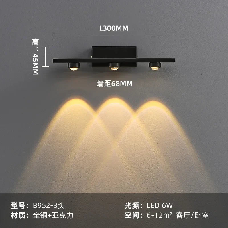 مصباح حائط DecorBites™‎ LED نحاسي عصري بجانب السرير للقراءة داخل المنزل بتصميم نورديك سكون