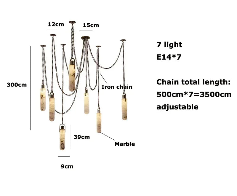 Chandelier LED de Cromo Dorado Decorbites™ para Comedor - Diseño de Mármol 2025