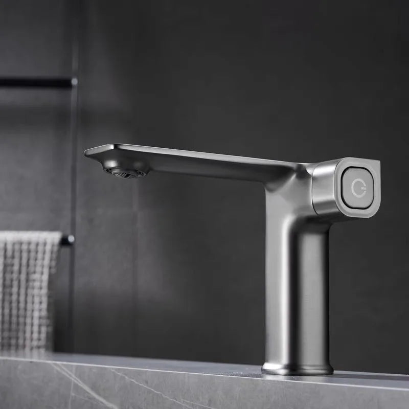 DecorBites™ Gray Sink Mixer with Memory Switch Single Handle Deck Mounted Tap