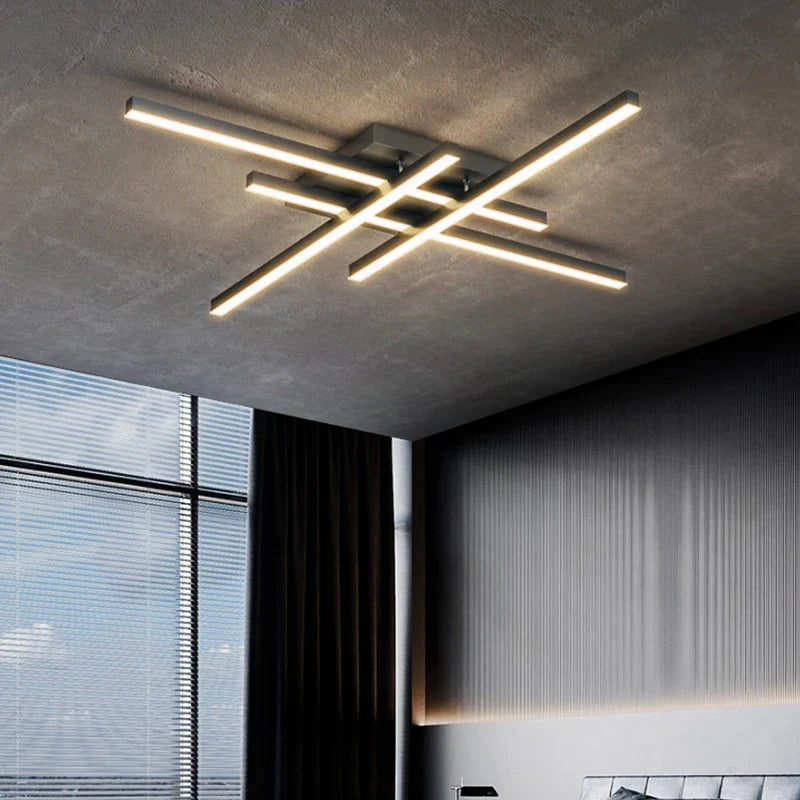 Gold Black Acrylic Chandelier 6-Head For Bedroom