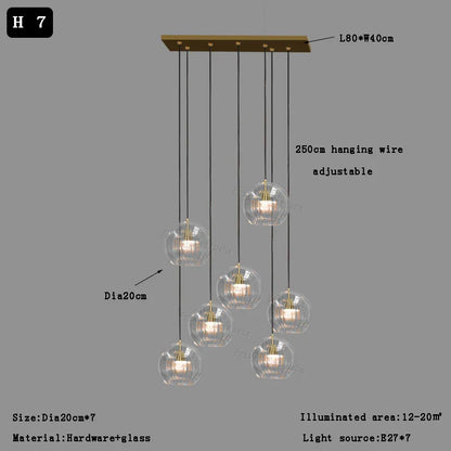 DecorBites™ Clear Glass Ball Pendant Light Chandelier for Living Room Dining Room Home Decor