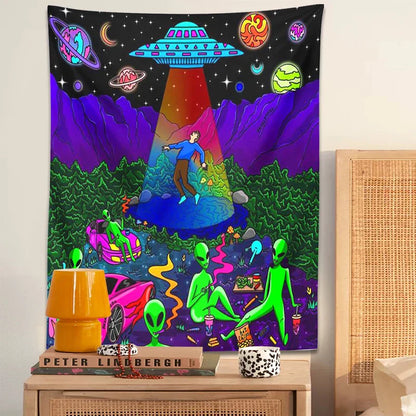 Decobites UFO Cartoon Tapestry Wall Hanging for Home Decor