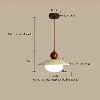 Decorbites™ Japanisches Vintage-LED-Pendant-Licht, Gelber Travertin Wabi-Sabi Hängelampe
