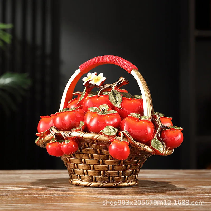 ديكور بايتس™ - شجرة فاكهة اصطناعية - سلة تفاح - زينة منزلية - تماثيل صغيرة