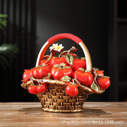 ديكور بايتس™ - شجرة فاكهة اصطناعية - سلة تفاح - زينة منزلية - تماثيل صغيرة