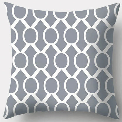 DecorBites™ Grey Geometry Leaves Floral Stripes Plaids Print Lumbar Pillow Case