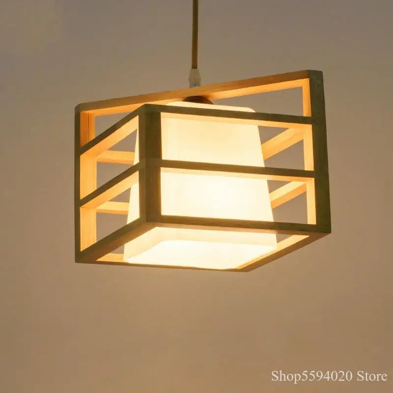 DecorBites™ Japanese Wood Tea Room Pendant Light