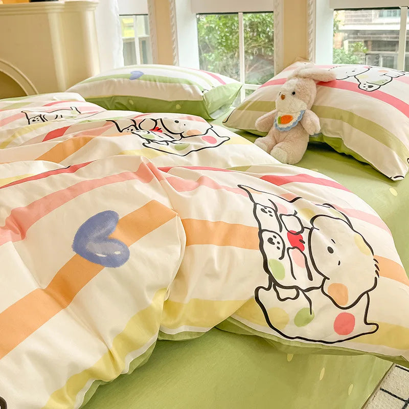 Juego de cama DecorBites™ de algodón con estampado de cuadrícula para camas individuales y dobles