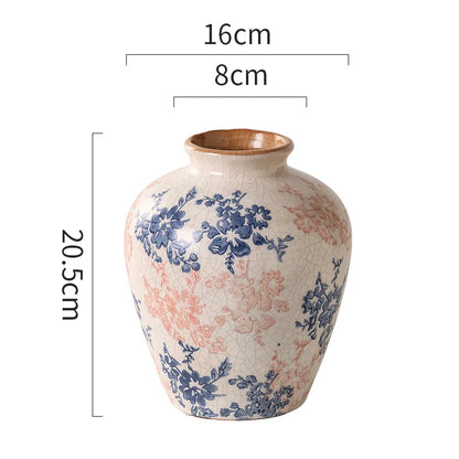 مزهرية خزفية زرقاء وبيضاء من DecorBites™، مزهرية زهور مصنوعة يدويًا على الطراز الصيني - ديكور منزلي