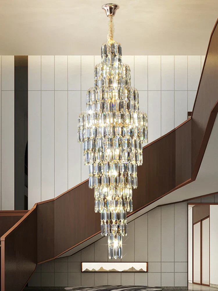 DecorBites™ Crystal Loft Pendant Light: Sleek Spiral Staircase Chandelier