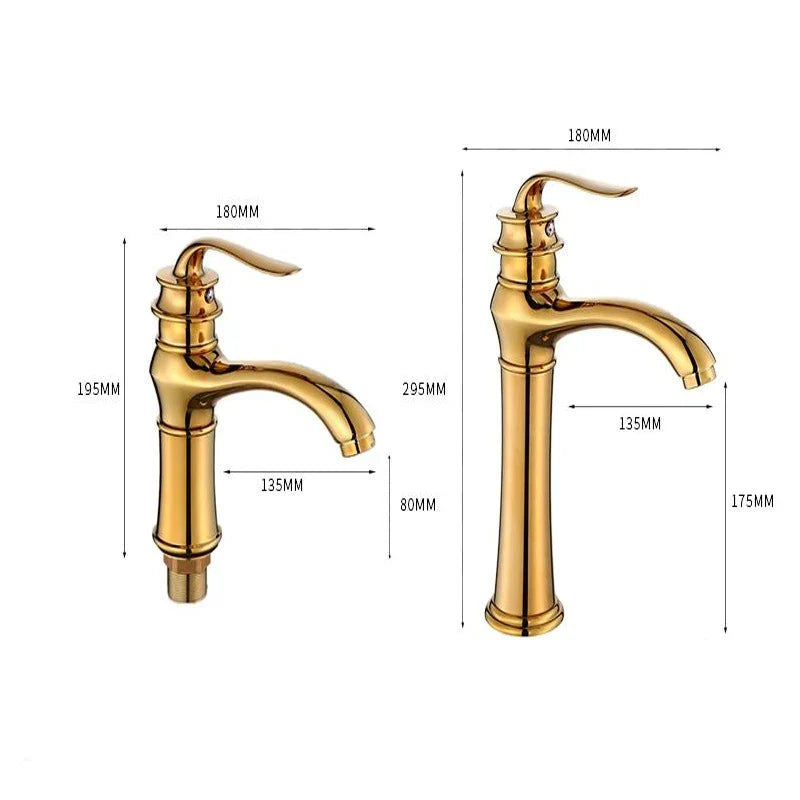 Grifo de Lavabo de Oro de la Cuenca Decorbites™ Moderno para Baño Accesorio de Cocina con Mango Único