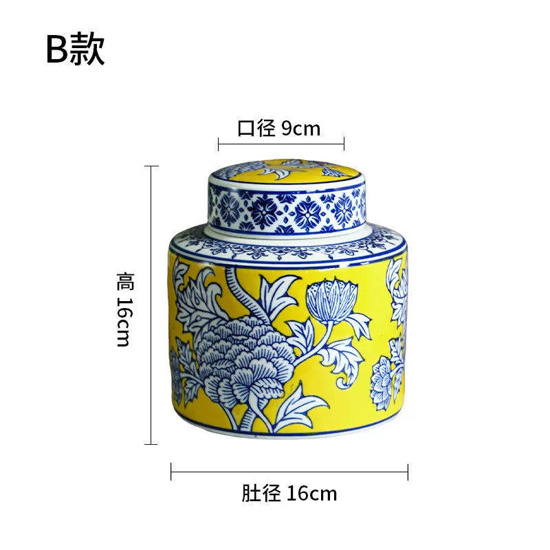DecorBites™ Chinese Blue White Porcelain General's Jar Flower Vase Home Decoration