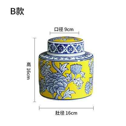 DecorBites™ Chinese Blue White Porcelain General's Jar Flower Vase Home Decoration