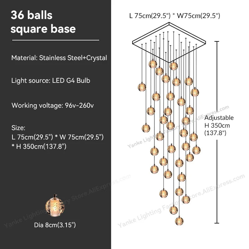 DecorBites™ Crystal Bubble Ball Pendant Light for Home Decor and Hospitality Spaces