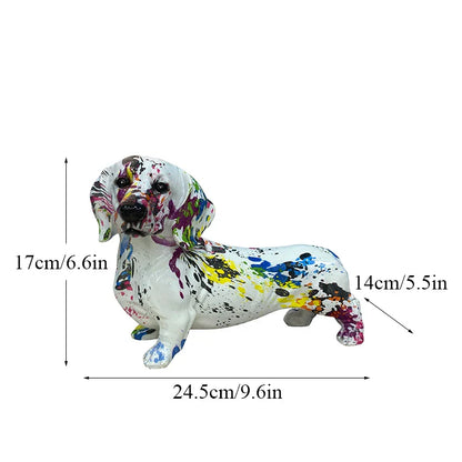 DecorBites™ Dachshund Dog Resin Graffiti Art Figurine for Home Interior Collection
