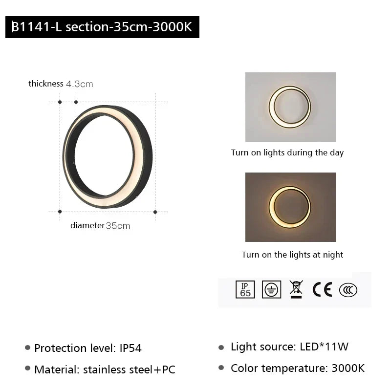 DecorBites™ LED Outdoor Moon Wall Lamp Waterproof Modern Minimalist Sconce for Courtyard Balcony