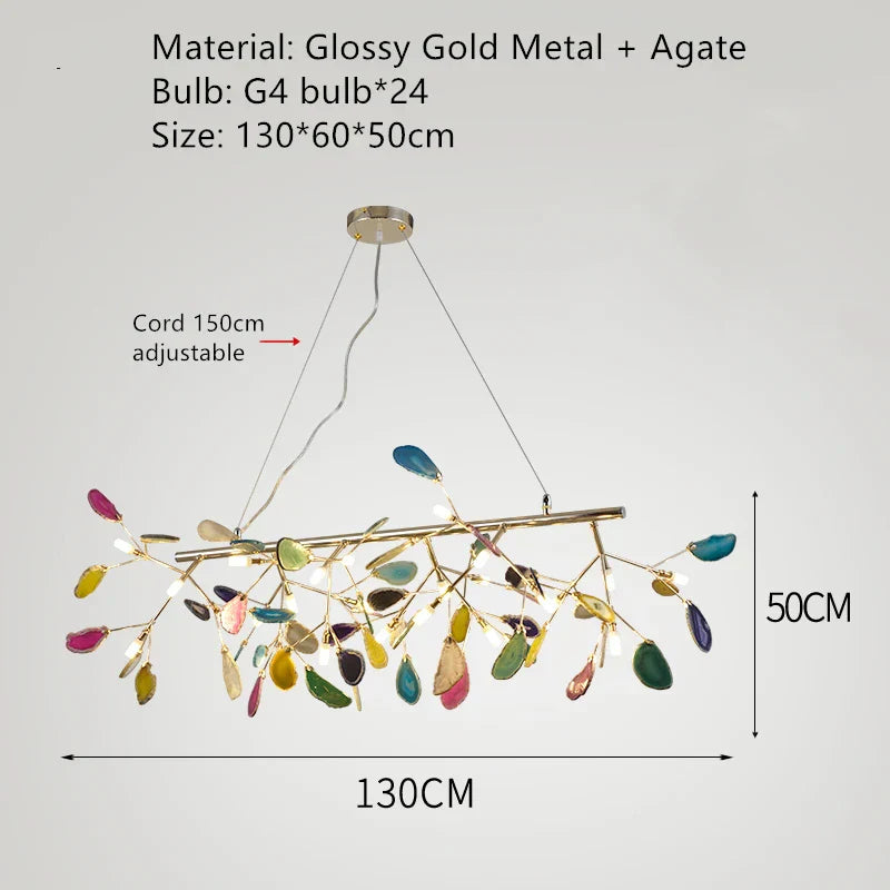 ديكوربايتس™ مصباح حائط LED من العقيق، تركيب سطحي معدني ذهبي، لمبة E14 G4