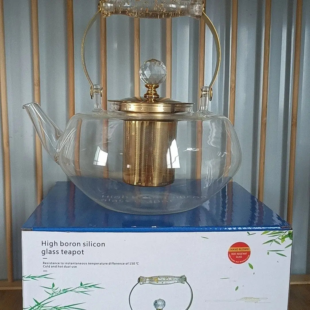 DecorBites™ Amber Glass Teapot Filter, Heat-Resistant, Pumpkin-Shaped, Ideal for Boiling and Brewing Tea