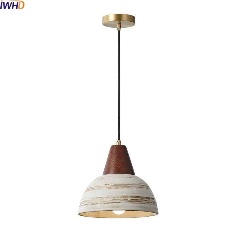DecorBites™ Ceramic Wood LED Hanging Pendant Light - Nordic Modern Design