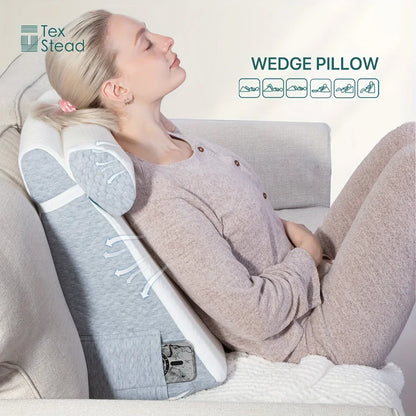 Decobites Memory Foam Wedge Pillow: Comfortable Sleep Support Triangle Pillow