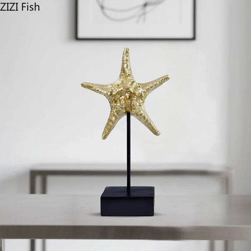 DecorBites™ Gold-plated Mermaid Statue Resin Sculpture Room Decor Marine Organism Ornament