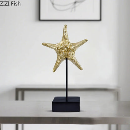 DecorBites™ Gold-plated Mermaid Statue Resin Sculpture Room Decor Marine Organism Ornament